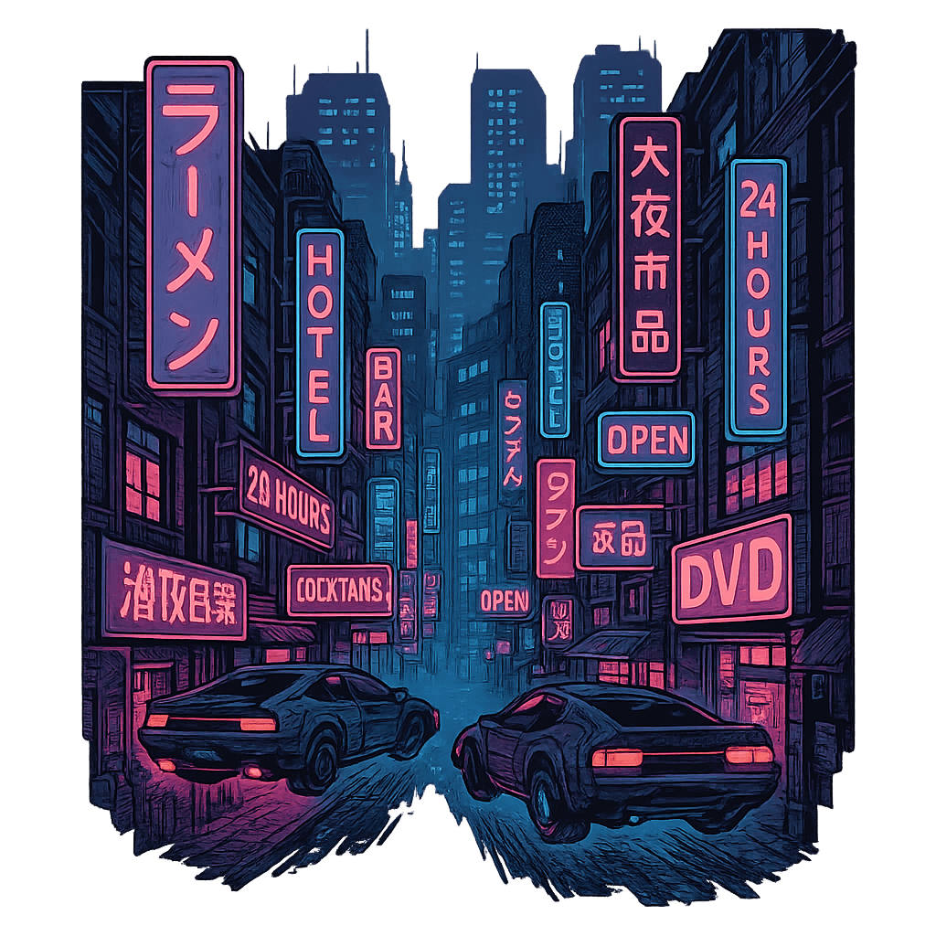 Cyberpunk Cityscape With Hoodie